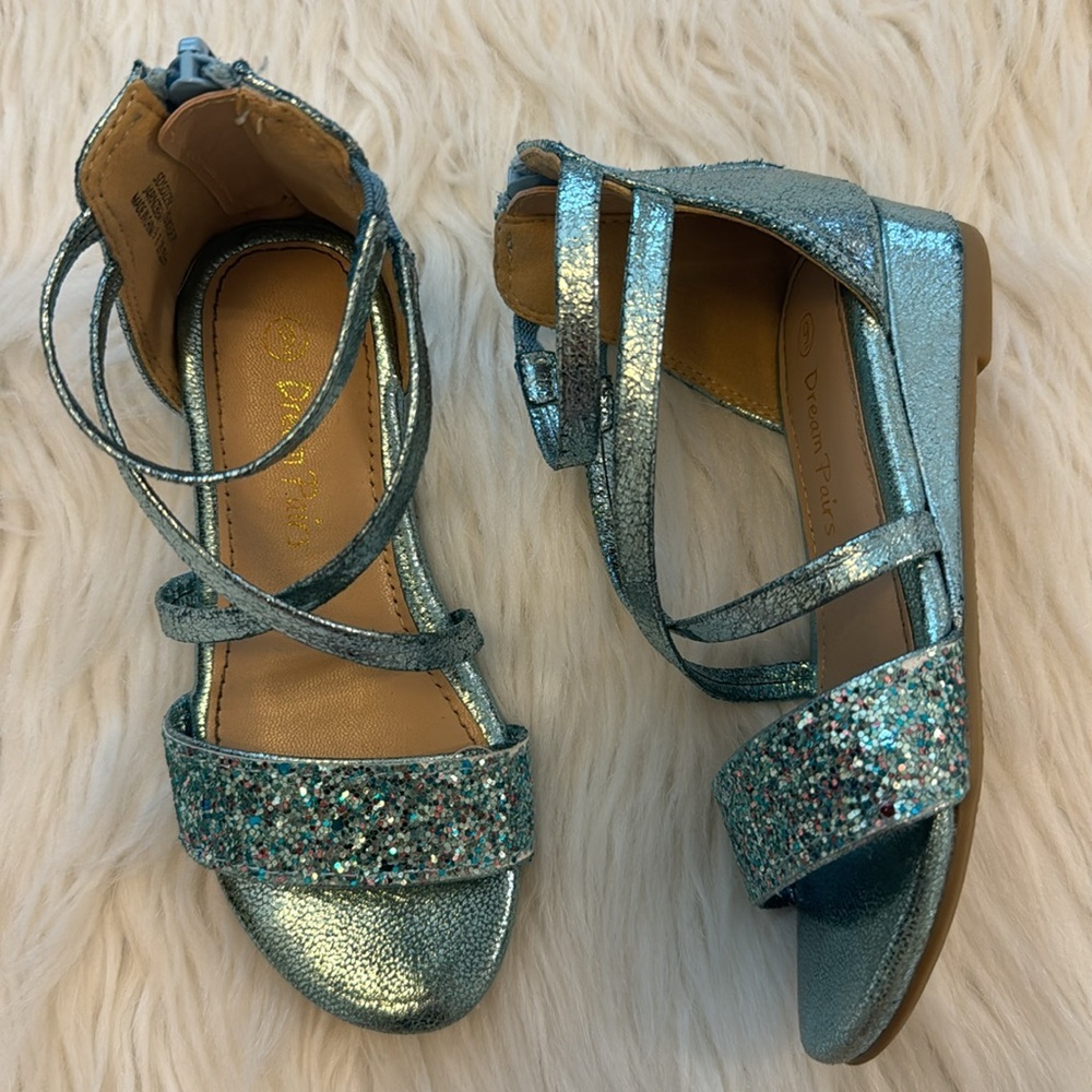 Girls Sandals Ankle Strap Low Wedge Sandals With Zipper Toddler Kid size 9 - Picture 9 of 9